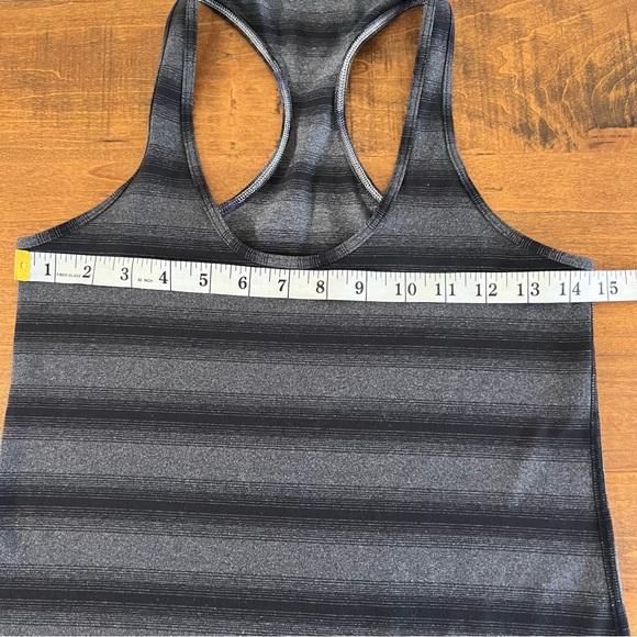 Lululemon Cool Racerback Capilano Stripe Heathered Deep Coal Black tank top Sz 6 - Picture 10 of 12